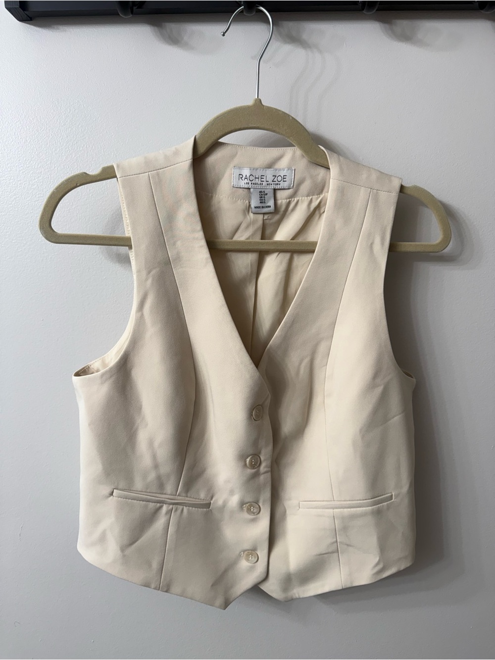 Rachel Zoe Ivory Button-Front Tailored Vest